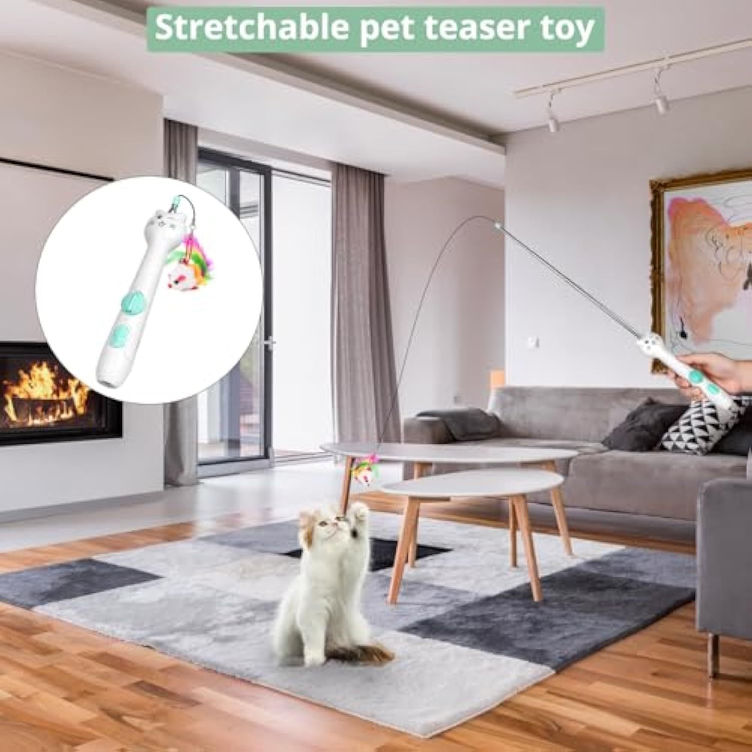 2-in-1 Cat Wand: Laser + Feather Playtime